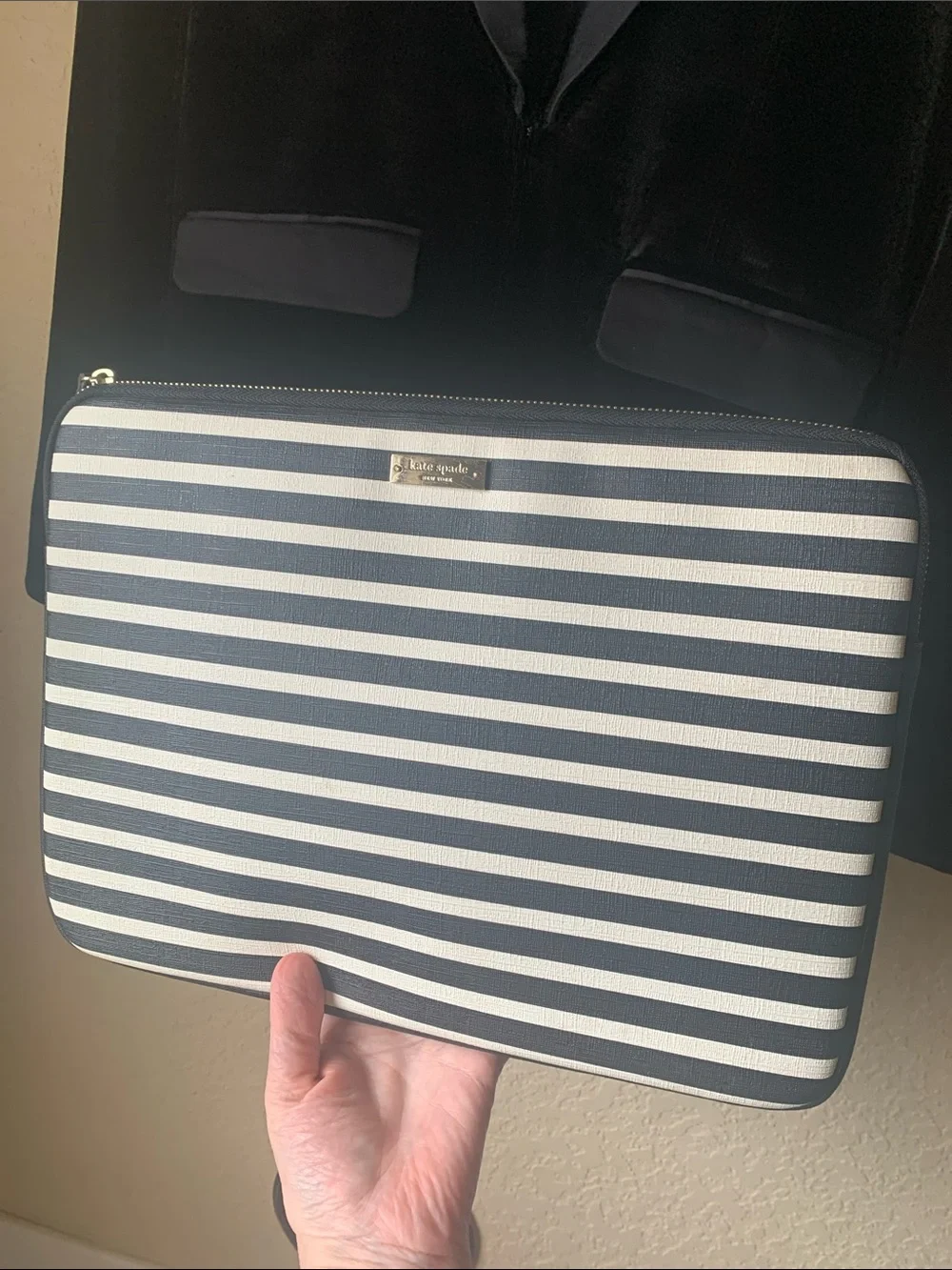 kate spade black and White Striped Tablet Sleeve